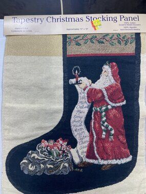 Tapestry Christmas Stocking Panel Santa Victorian Vintage 13" x 18"